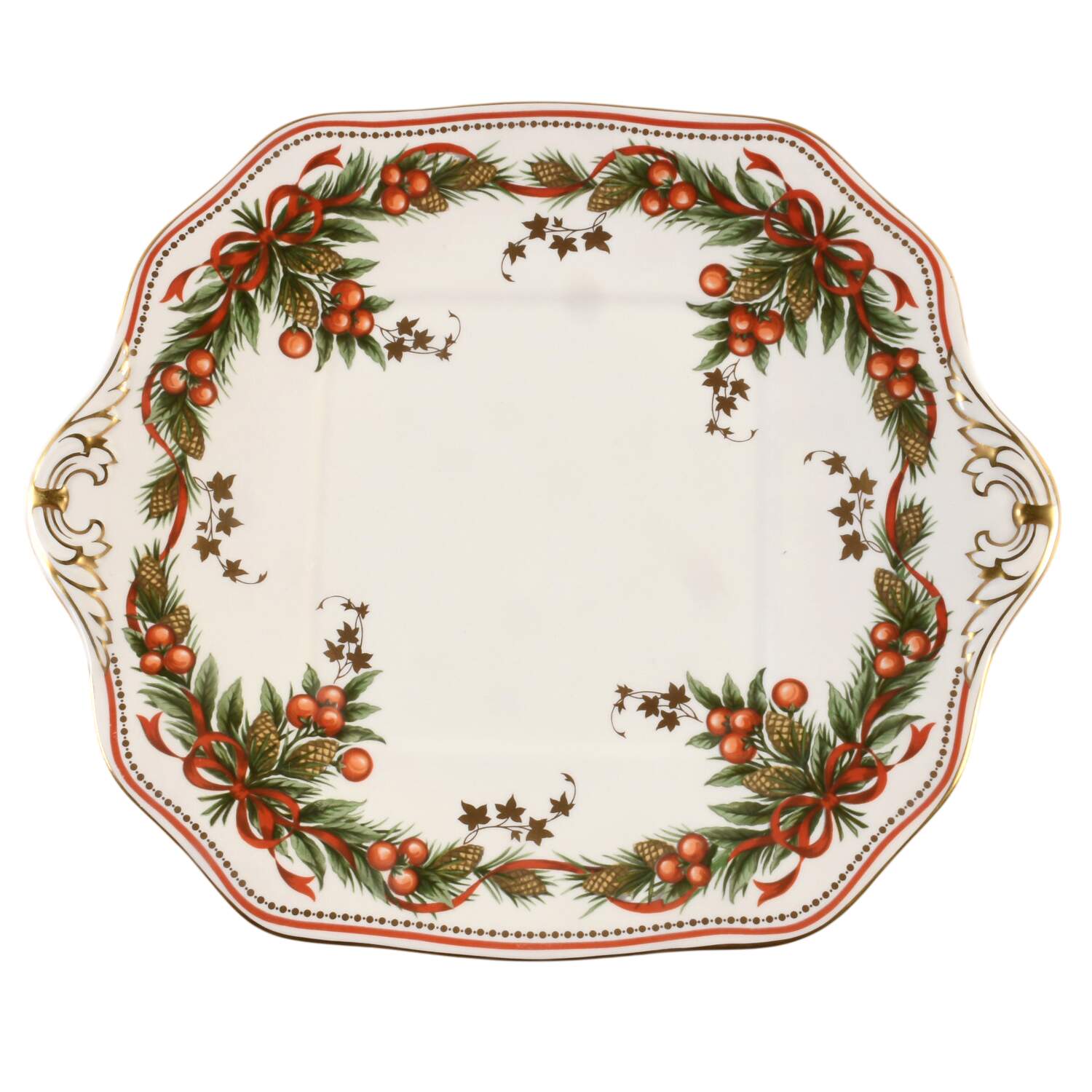 Festival Square Handled Cake Plate by Spode-1
