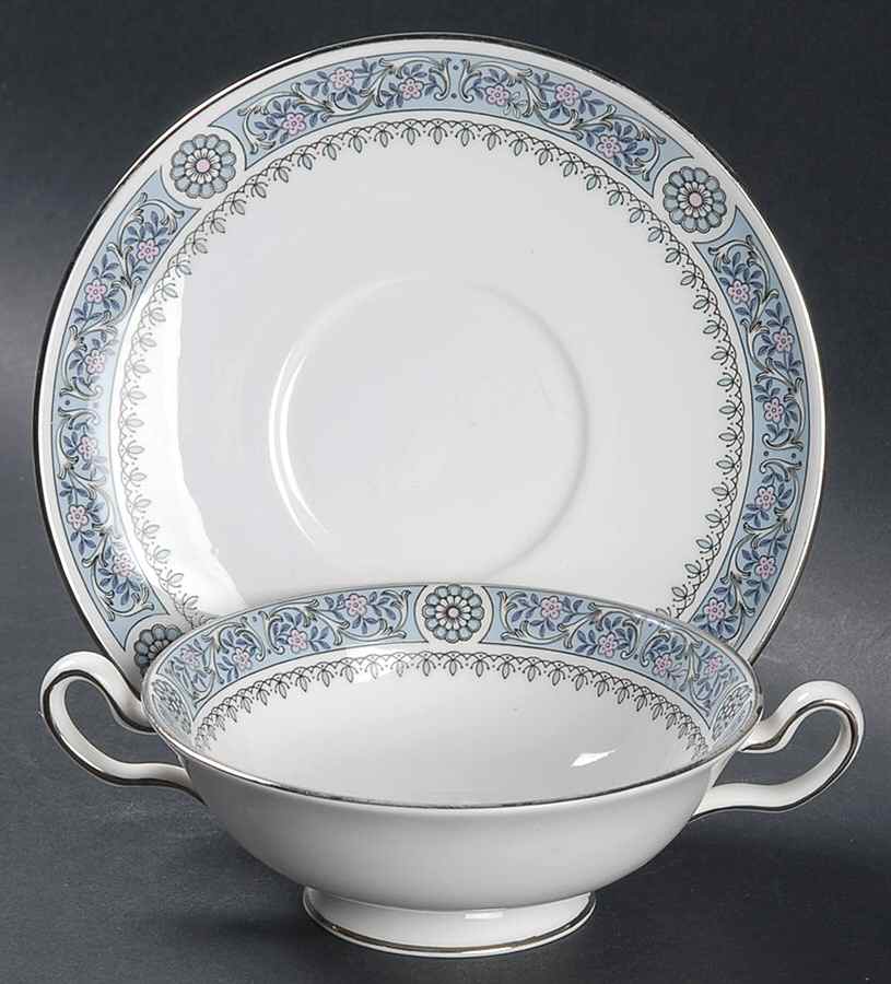 Firenze Footed Cream Soup Bowl & Saucer Set by Spode-1