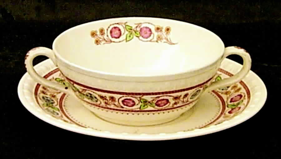 Firenze Footed Cream Soup Bowl & Saucer Set by Spode-1