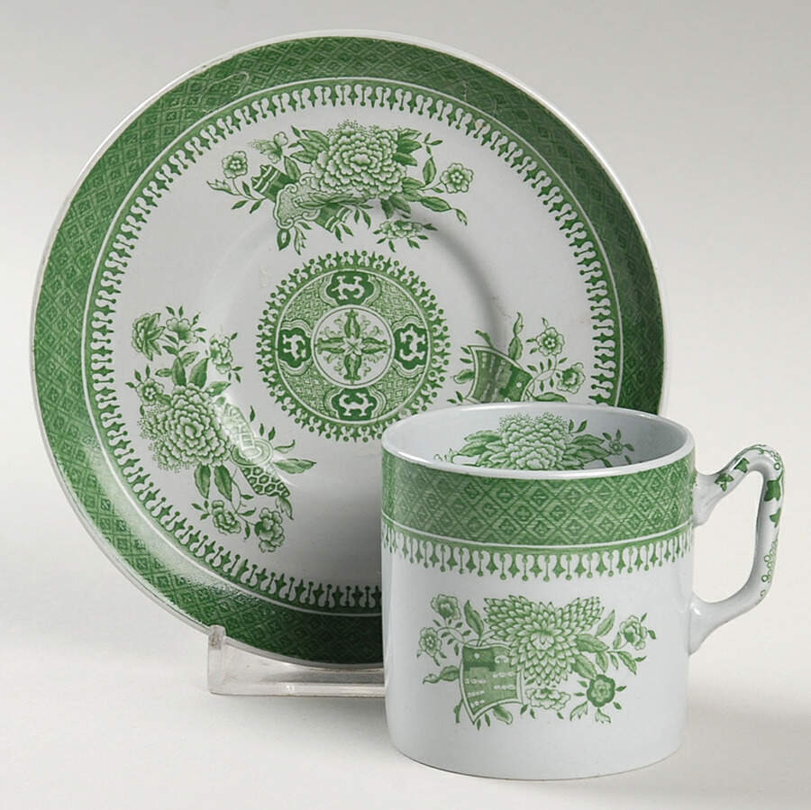Fitzhugh Green Flat Demitasse Cup & Saucer Set by Spode-1