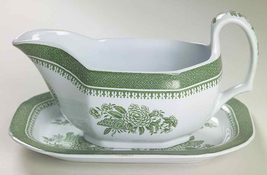 Fitzhugh Green Gravy Boat & Underplate by Spode-1