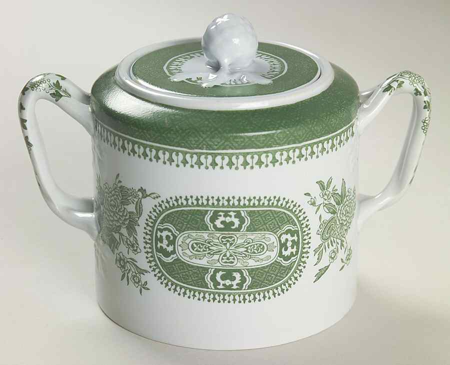 Fitzhugh Green Sugar Bowl & Lid by Spode-1