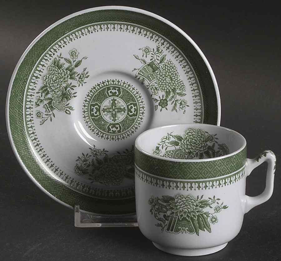 Fitzhugh Green Footed Demitasse Cup & Saucer Set by Spode-1