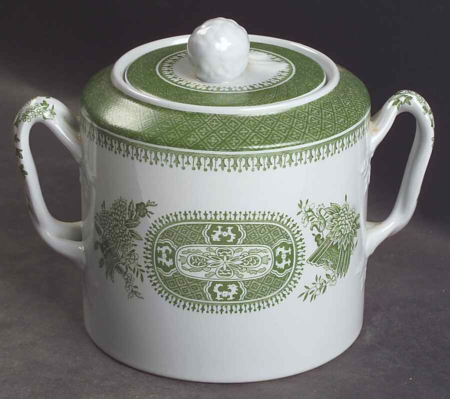 Fitzhugh Green Sugar Bowl & Lid by Spode-1