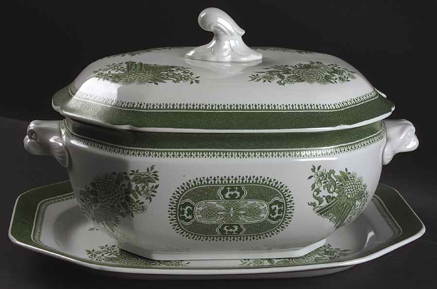 Fitzhugh Green Oval Tureen & Lid with Underplate by Spode-1