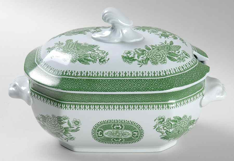 Fitzhugh Green Sauce Boat & Lid by Spode-1