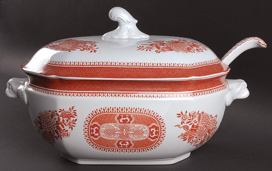 Fitzhugh Red Tureen & Lid w/Ladle by Spode-1