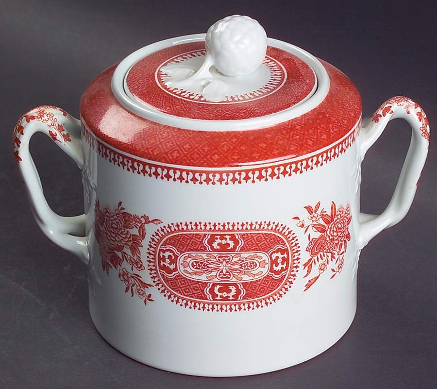 Fitzhugh Red Sugar Bowl & Lid by Spode-1
