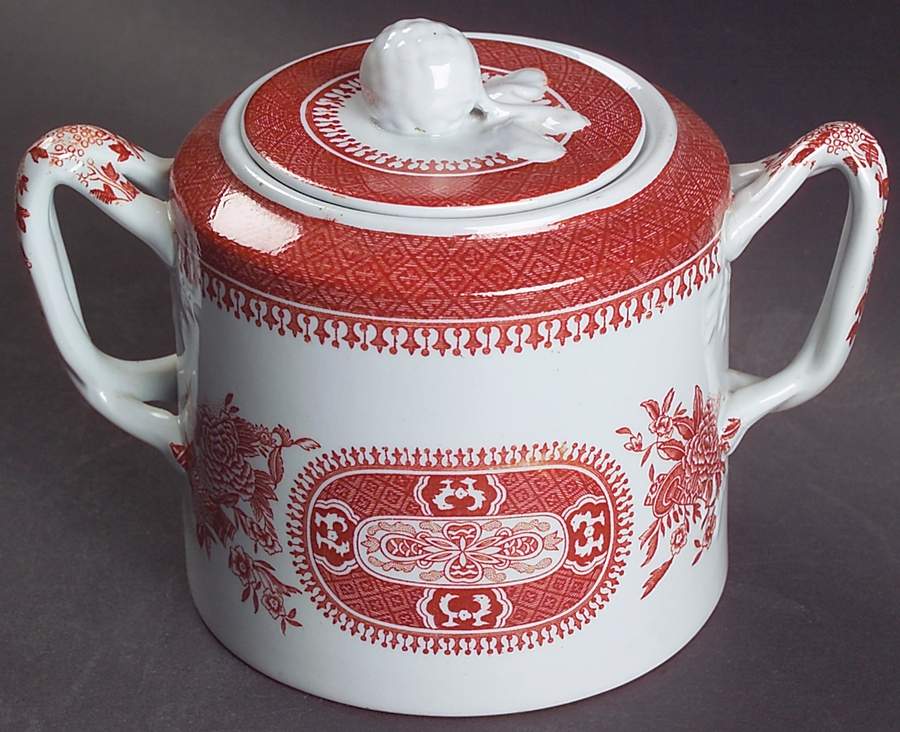 Fitzhugh Red Sugar Bowl & Lid by Spode-1