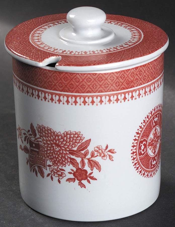 Fitzhugh Red Jam/Jelly & Lid by Spode-1