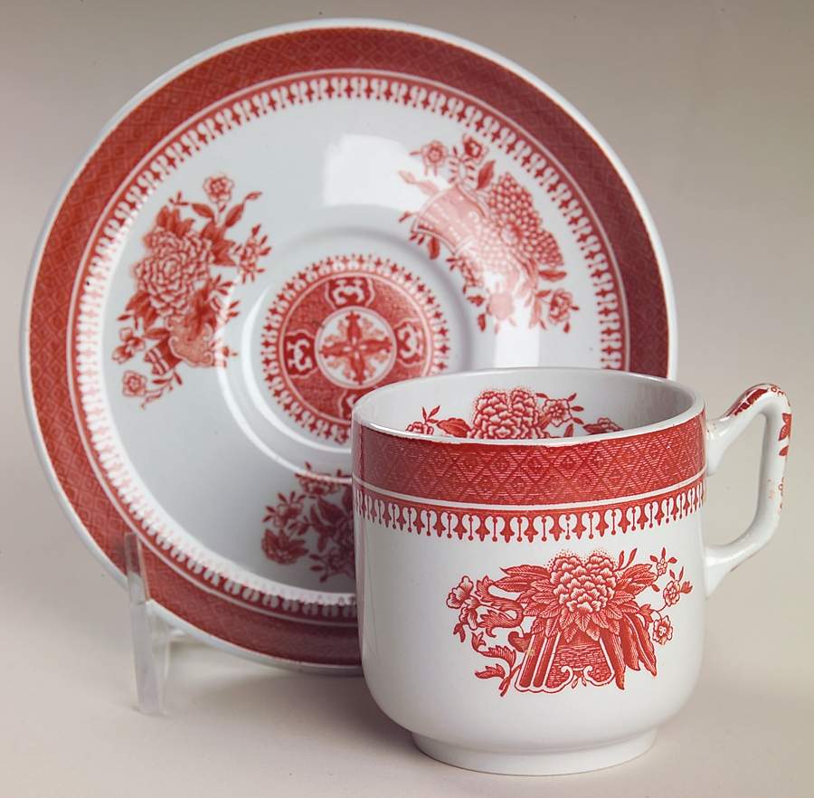 Fitzhugh Red Footed Demitasse Cup & Saucer Set by Spode-1