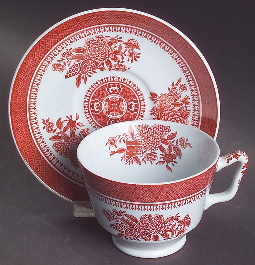 Fitzhugh Red London Shape Footed Cup & Saucer Set by Spode-1