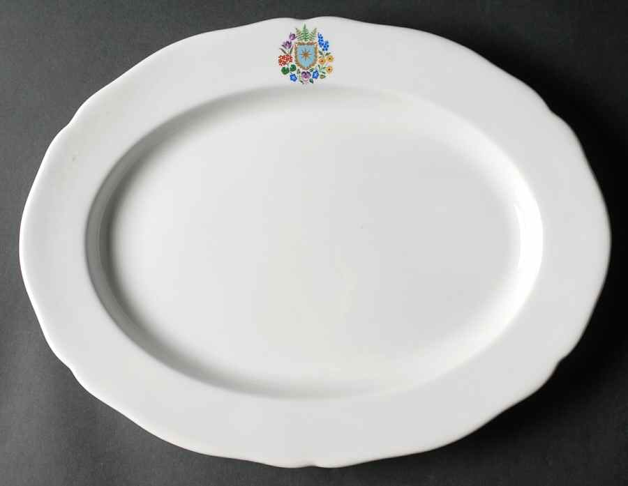 Floral Armorial 14" Oval Serving Platter by Spode-1