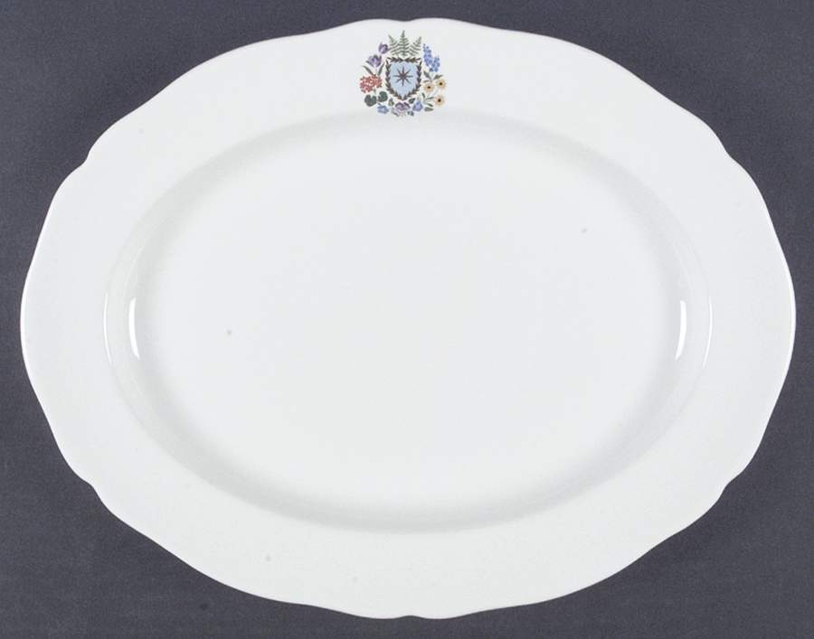 Floral Armorial 12" Oval Serving Platter by Spode-1