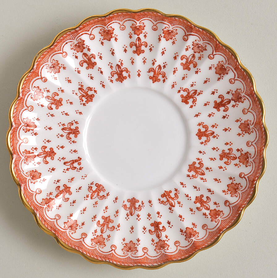 Fleur de Lys Red (4740, Gold Trim) Saucer for Bouillon Cup by Spode-1