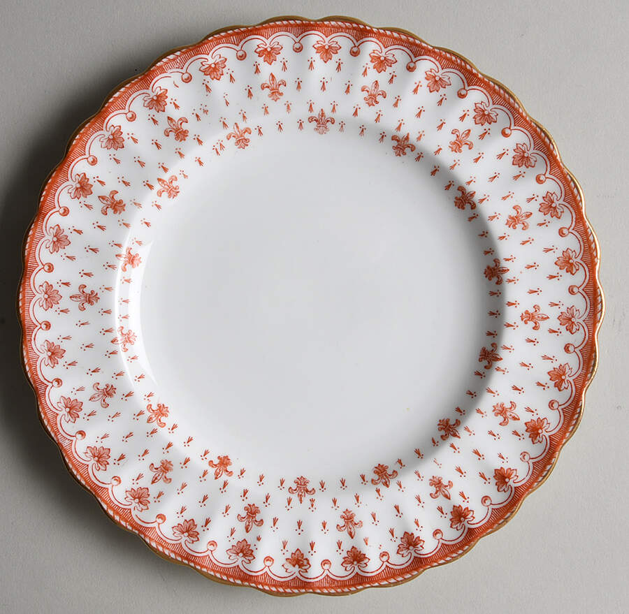 Fleur de Lys Red (4740, Gold Trim) Salad Plate by Spode-1