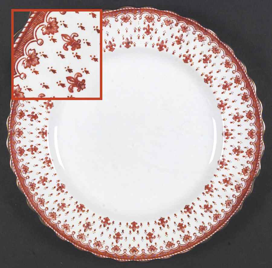 Fleur de Lys Red (4740, Gold Trim) Dinner Plate by Spode-1