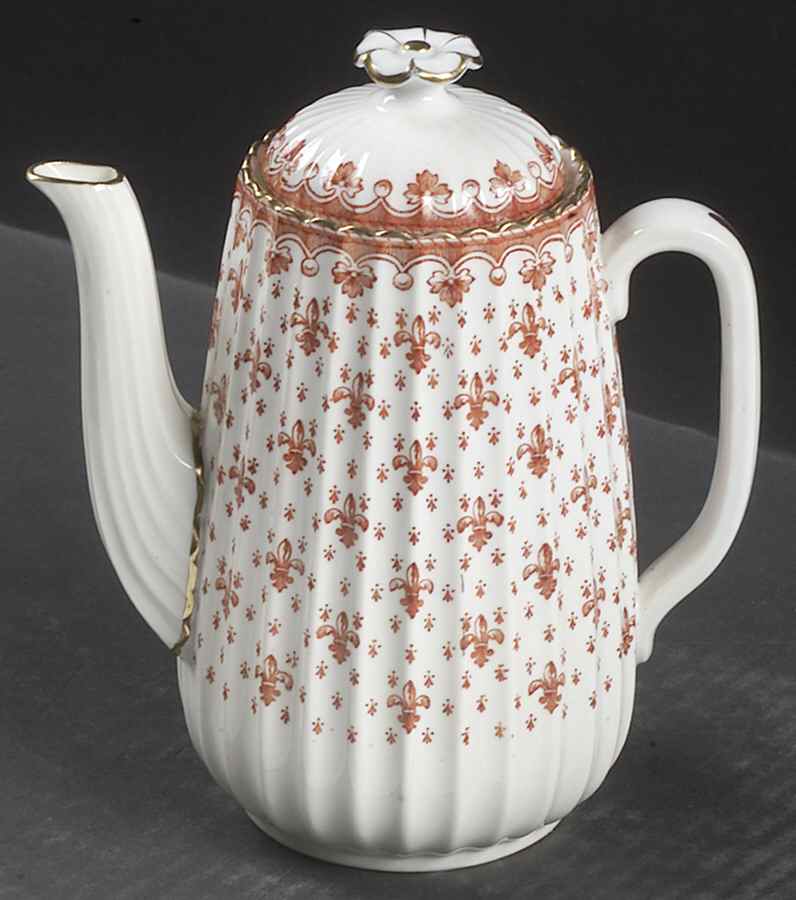 Fleur de Lys Red (4740, Gold Trim) Mini Coffee Pot & Lid by Spode-1