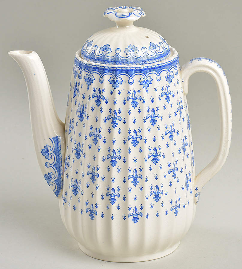Fleur de Lys Blue (Earthenware, No Trim) Mini Coffee Pot & Lid by Spode-1