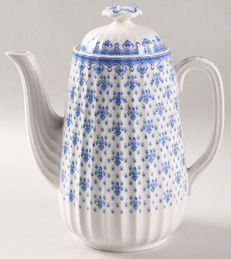 Fleur de Lys Blue (Earthenware, No Trim) Coffee Pot & Lid by Spode-1