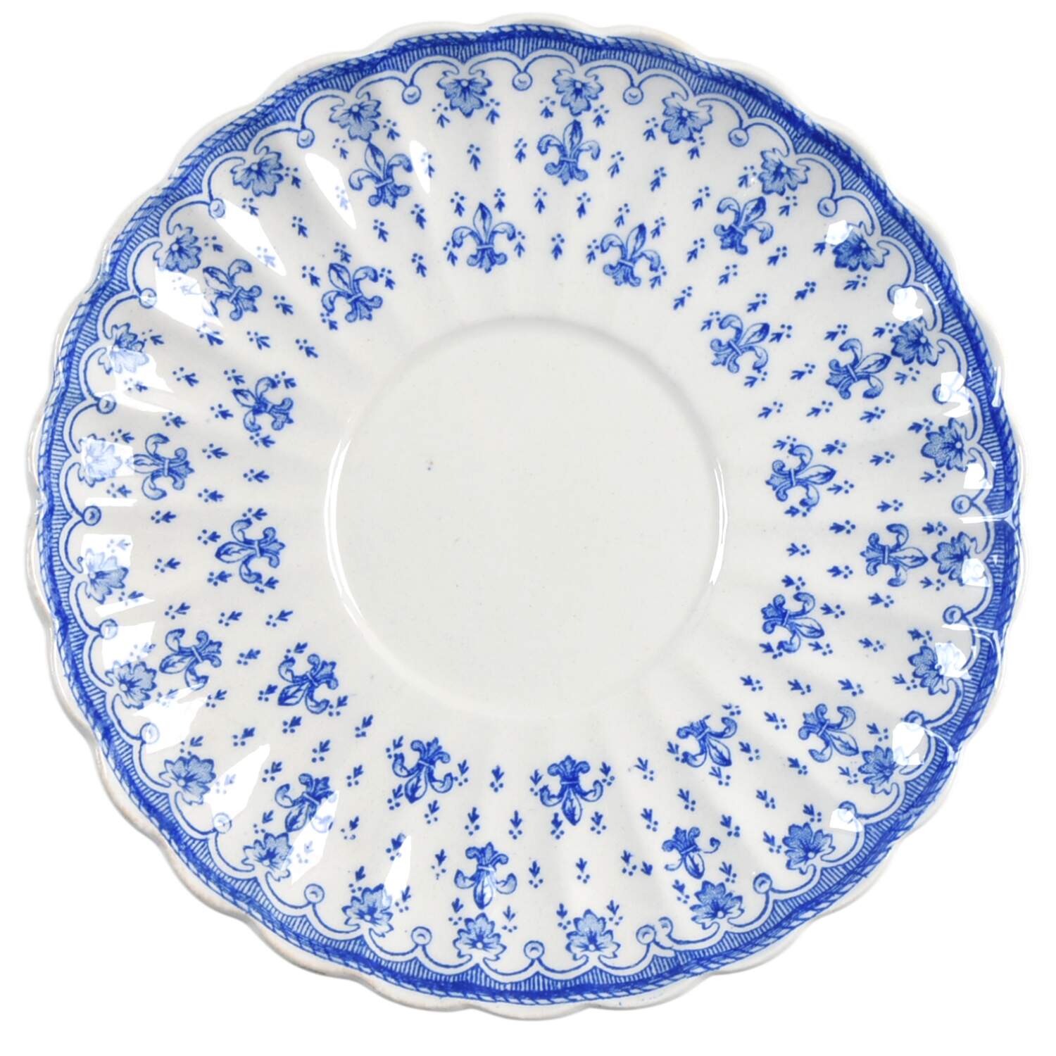 Fleur de Lys Blue (Earthenware, No Trim) Saucer for Flat Cup by Spode-1
