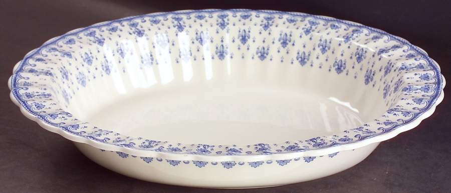 Fleur de Lys Blue (Earthenware, No Trim) 11" Oval Vegetable Bowl by Spode-1