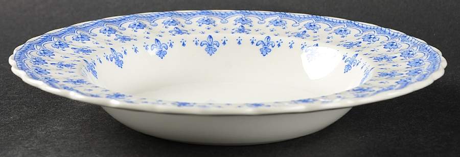 Fleur de Lys Blue (Earthenware, No Trim) Rim Soup Bowl by Spode-1