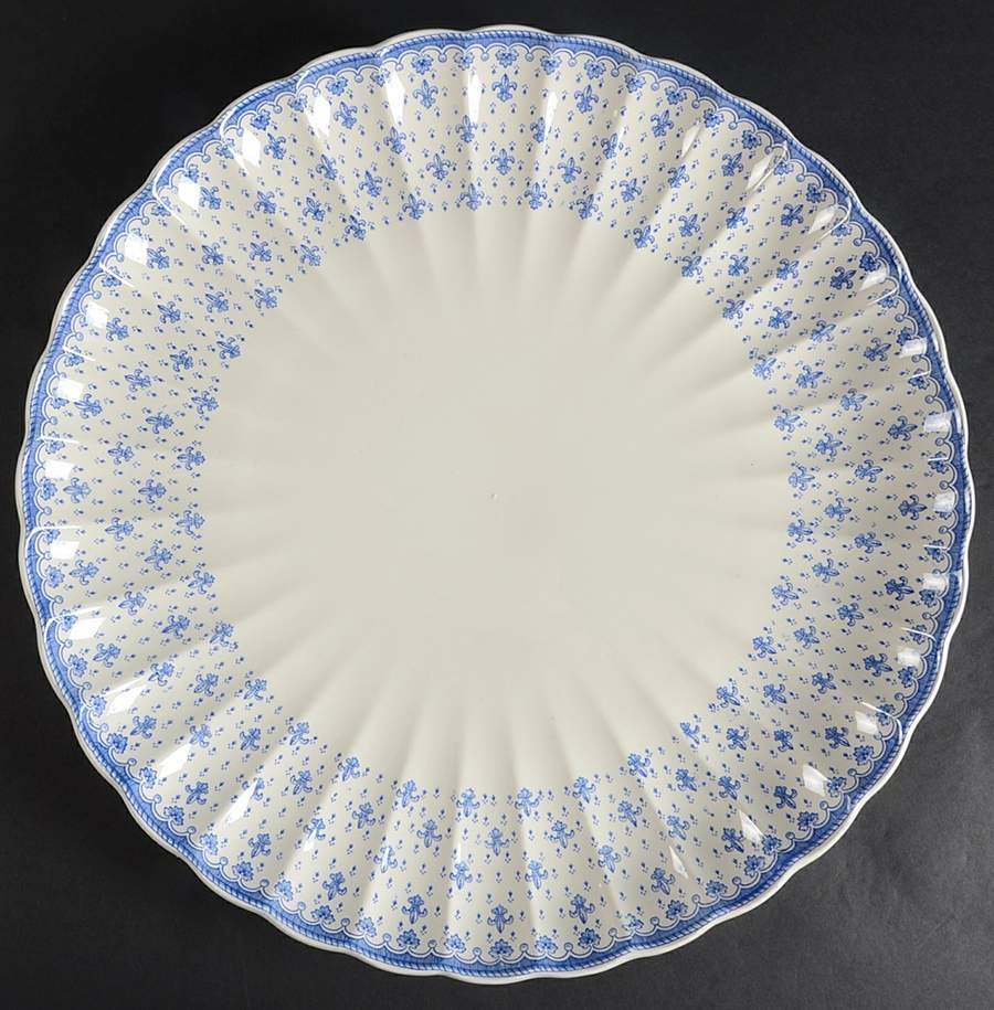 Fleur de Lys Blue (Earthenware, No Trim) 15" Round Torte Plate by Spode-1