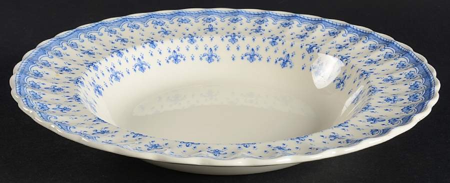 Fleur de Lys Blue (Earthenware, No Trim) Large Rim Soup Bowl by Spode-1