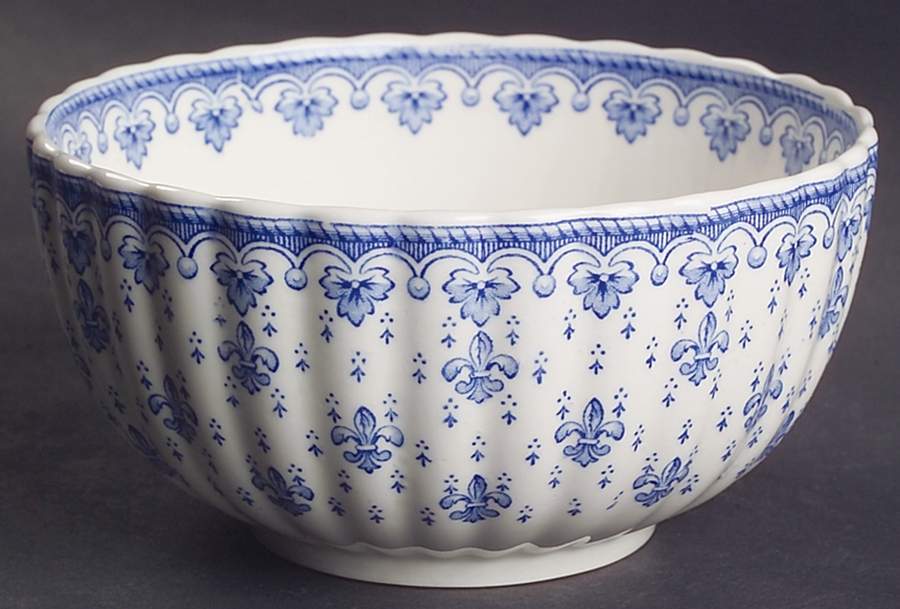 Fleur de Lys Blue (Earthenware, No Trim) Cranberry Bowl by Spode-1