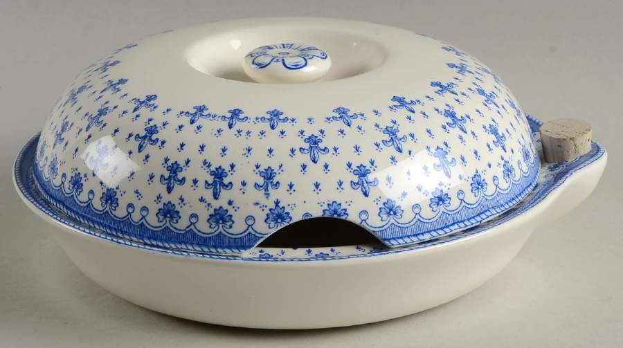 Fleur de Lys Blue (Earthenware, No Trim) Hot Water Plate with Cover by Spode-1
