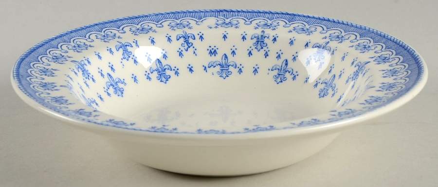 Fleur de Lys Blue (Earthenware, No Trim) Rim Fruit/Dessert (Sauce) Bowl by Spode-1
