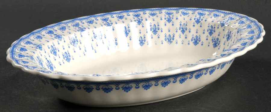 Fleur de Lys Blue (Earthenware, No Trim) 10" Oval Vegetable Bowl by Spode-1