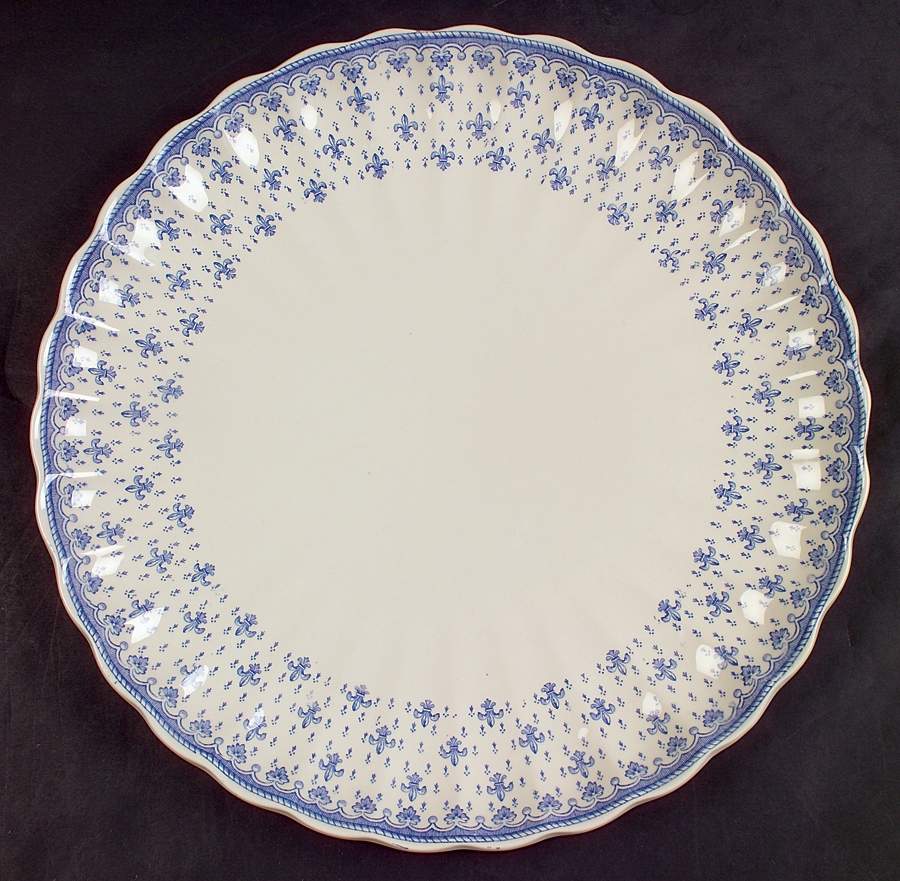 Fleur de Lys Blue (Earthenware, No Trim) Round Torte Plate by Spode-1