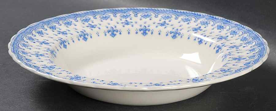 Fleur de Lys Blue (Earthenware, No Trim) Large Rim Soup Bowl by Spode-1