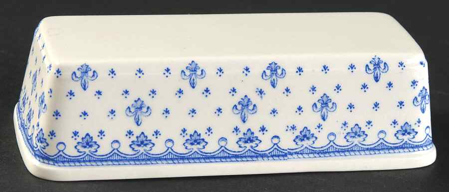 Fleur de Lys Blue (Earthenware, No Trim) Lid for 1/4 Lb Butter by Spode-1