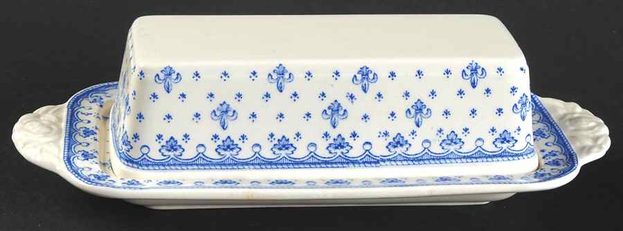 Fleur de Lys Blue (Earthenware, No Trim) 1/4 Lb Covered Butter by Spode-1