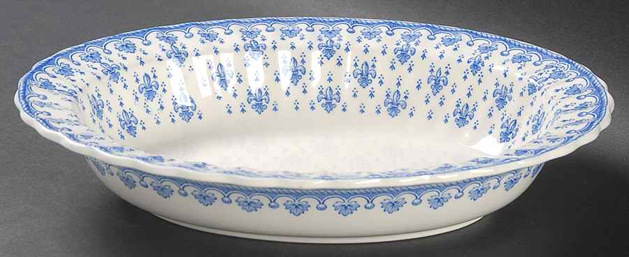 Fleur de Lys Blue (Earthenware, No Trim) 9" Oval Vegetable Bowl by Spode-1
