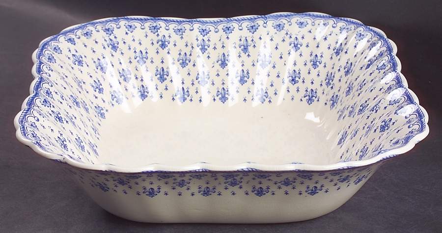 Fleur de Lys Blue (Earthenware, No Trim) 9" Square Vegetable Bowl by Spode-1