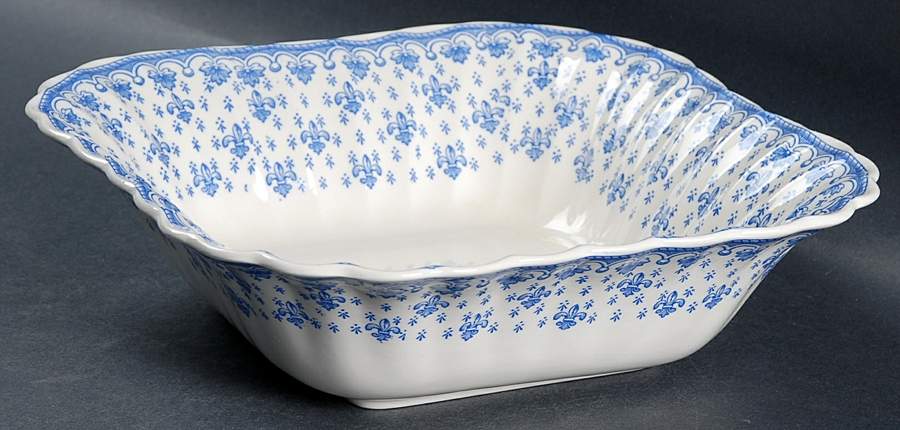 Fleur de Lys Blue (Earthenware, No Trim) 8" Square Vegetable Bowl by Spode-1
