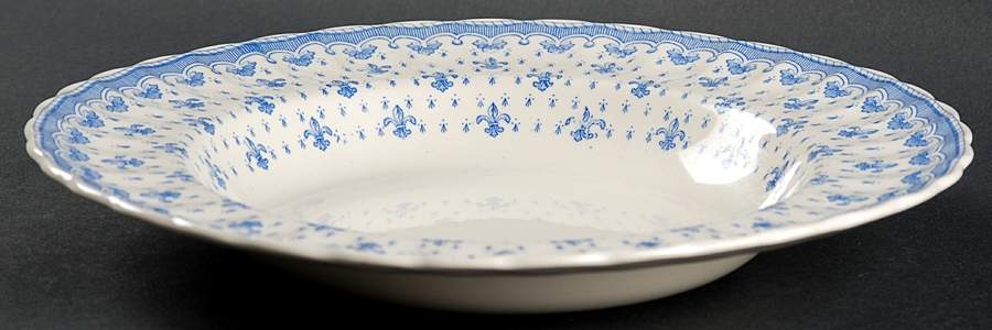 Fleur de Lys Blue (Earthenware, No Trim) Large Rim Soup Bowl by Spode-1