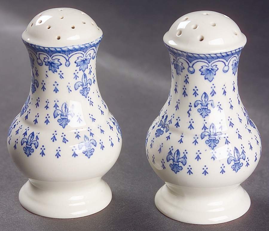 Fleur de Lys Blue (Earthenware, No Trim) Salt & Pepper Set by Spode-1