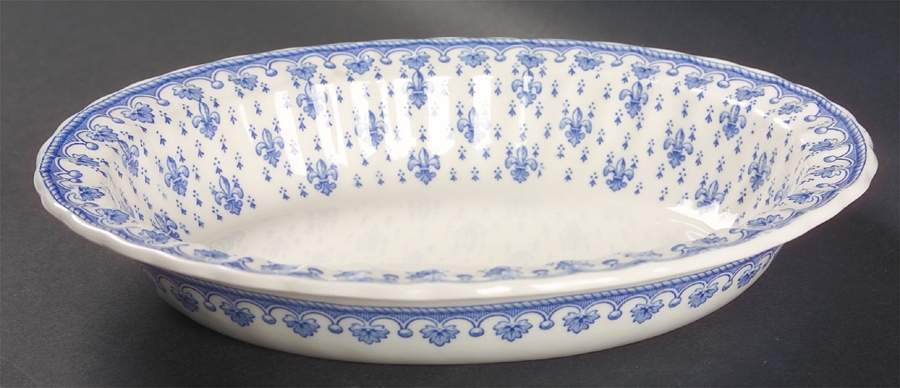 Fleur de Lys Blue (Earthenware, No Trim) 8" Oval Vegetable Bowl by Spode-1