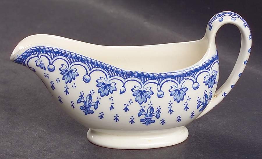Fleur de Lys Blue (Earthenware, No Trim) Individual Gravy Boat by Spode-1