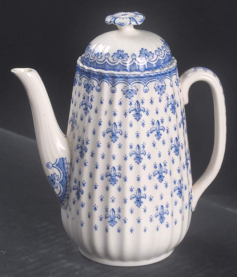 Fleur de Lys Blue (Earthenware, No Trim) Individual Coffee Pot & Lid by Spode-1