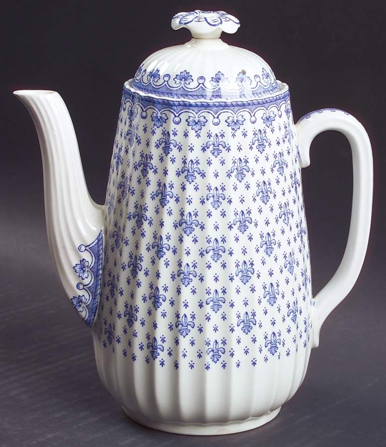 Fleur de Lys Blue (Earthenware, No Trim) Coffee Pot & Lid by Spode-1