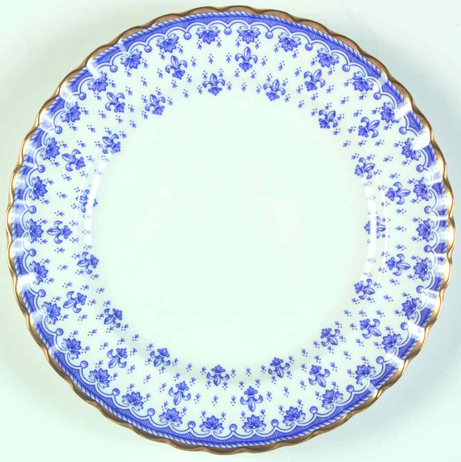 Fleur de Lys Blue (Bone, Gold Trim) Salad Plate by Spode-1
