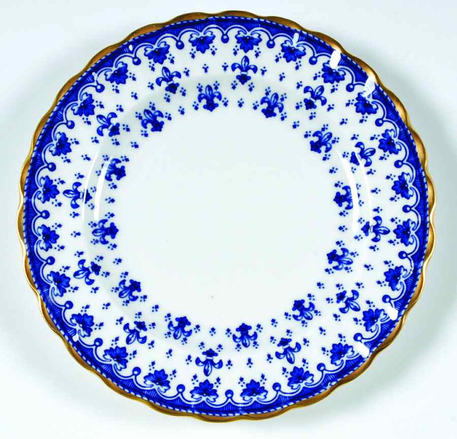 Fleur de Lys Blue (Bone, Gold Trim) Bread & Butter Plate by Spode-1