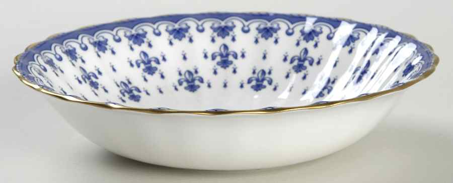 Fleur de Lys Blue (Bone, Gold Trim) Coupe Cereal Bowl by Spode-1