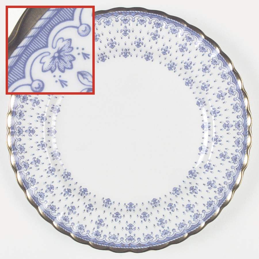 Fleur de Lys Blue (Bone, Gold Trim) Dinner Plate by Spode-1